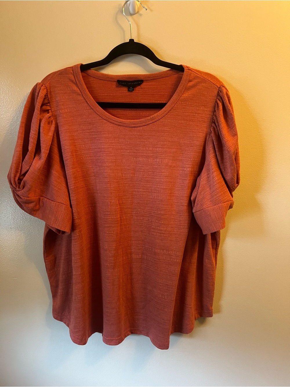 Jane and Delancey Rust Short-Sleeve Puff Shoulder Top